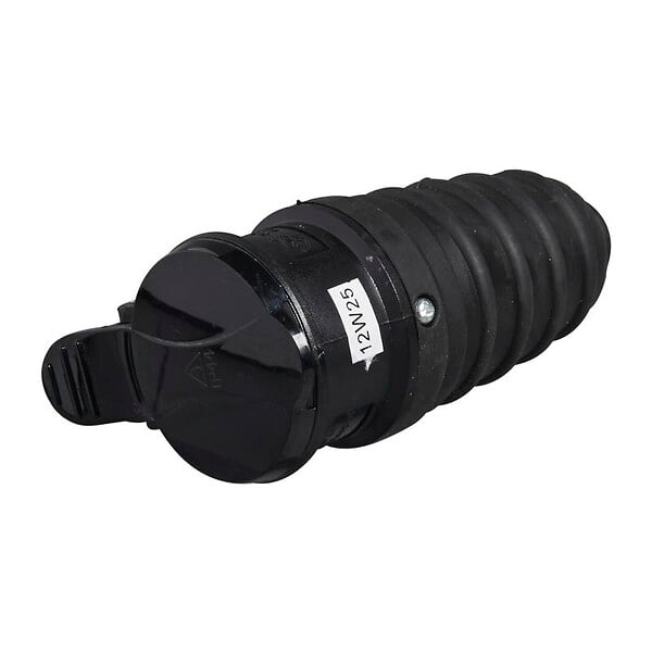 ZENITECH - Fiche femelle caoutchouc 2P+T 16A IP44 - Noir - large